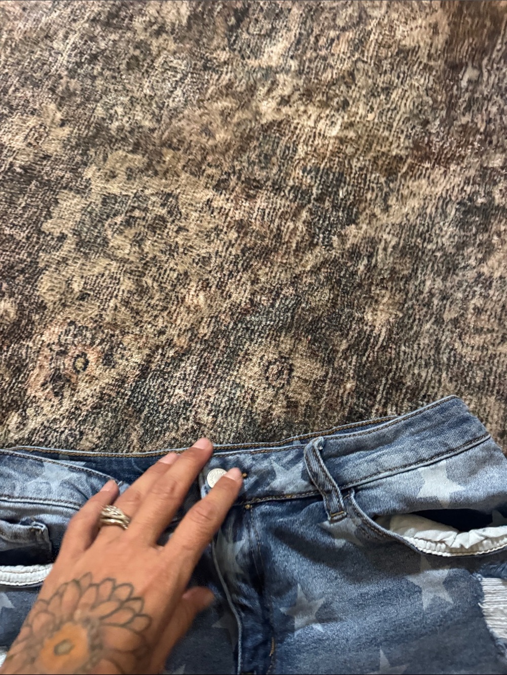 Judy Blue Distressed Star Print Denim Shorts - Blue View 3